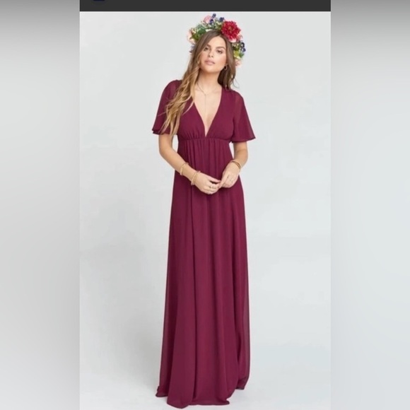 Show Me Your MuMu Dresses & Skirts - NWT Show Me Your MuMu Emily Empire Maxi Dress in Red Merlot Chiffon Size XS